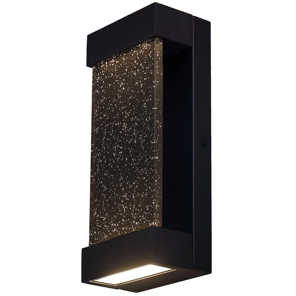 Aplique de pared moderno de vidrio burbuja con semillas arriba y abajo, 10 W, vidrio de lluvia rectangular Foto 1 de 1