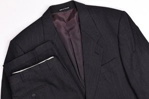 Vintage YSL Saint Laurent Twill Charcoal Wool Suit 46R Pleated Pants 36x28 - Picture 1 of 17