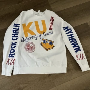 Vintage University Of Kansas KU Sweatshirt M Allover Print Worn By Taylor Swift - Picture 1 of 23
