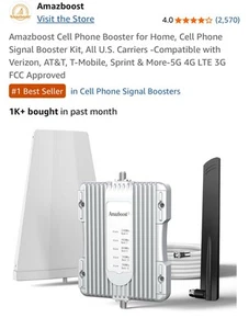 Amazboost Cell Phone Booster for Home, Cell Phone Signal Booster Kit, All U.S. - Photo 1 sur 4