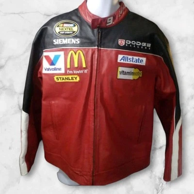 Chaqueta de carreras de cuero Kasey Kahne #9 NASCAR Wilson’s XL Dodge Chase auténtica Foto 1 de 4