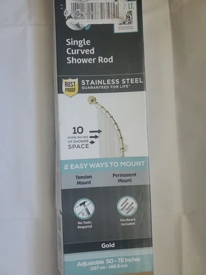 Barra de cortina de ducha de acero inoxidable 50-72 pulgadas color dorado Foto 1 de 4