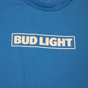Camisa Bud Light Para Hombre XL Azul Manga Corta Cerveza Promoción Publicidad Cuello Redondo - Imagen 1 de 6