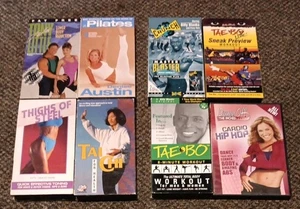 Lot 7 Vtg Billy Blanks Workout VHS Tapes Tae Bo, Tae Bo Live, Master Blaster+dvd - Picture 1 of 5