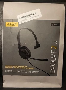 Jabra GN Evolve2 30 HSC140 Corded Headset USB-C Mono (23089-889-879) Black NEW - Picture 1 of 8