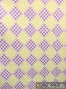 Polar Fleece Fabric Print TARTAN PURPLE YELLOW BACKGROUND  Sold By The Yard - Picture 1 of 2