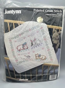 Janlynn gedruckt gestempelt Kreuzstich Kit FRANZÖSISCHE TIERE QUILT #50-920 Vintage 1987 - Bild 1 von 6