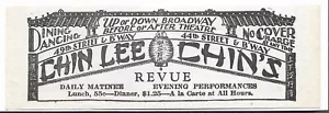 Antique 1920's NY Chinese Restaurant - Chin Lee Chin's Revue - 1922- 1930 AD LOT - Picture 1 of 2