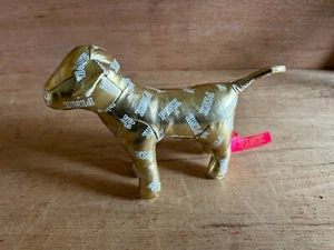 Victorias Secret Pink Gold Dog Plush Metallic Shiny ALL OVER LOGO Advertising - Picture 1 of 24
