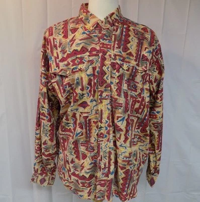 Rodeo Active Men's Western Shirt Size L Aztec Print Cowboy Rodeo Rockabilly - Image 1 of 4