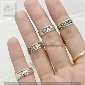 Banda Micro GS, anillo apilable oxidado corazón floral elefante de diseño - Imagen 1 de 8