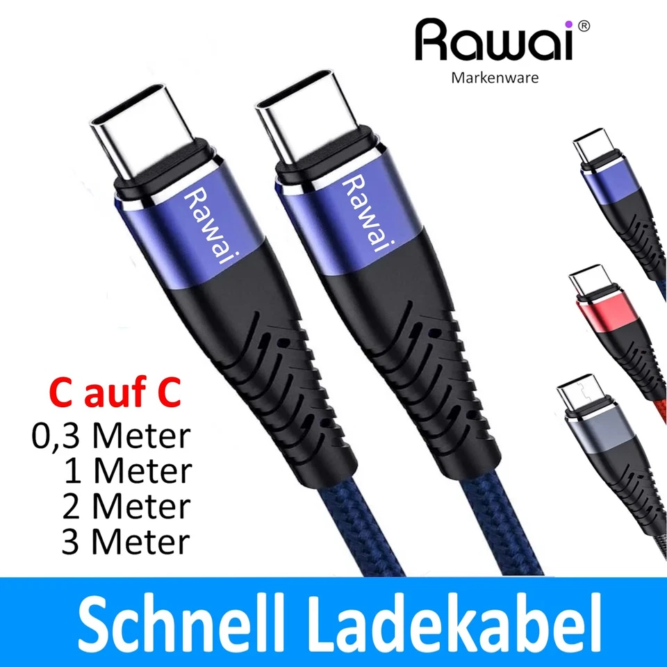 USB C auf USB C Schnellladekabel Ladekabel 1m 2m 3m Kabel 60W für Samsung Xiaomi - Bild 1 von 4