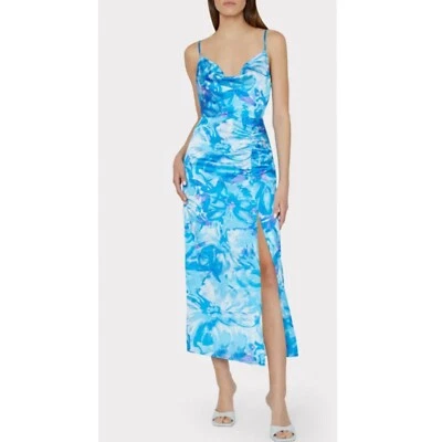 Vestido Milly Lilliana Brushstroke Acanalado Midi Sin Mangas Azul Talla 0 NUEVO Foto 1 de 4