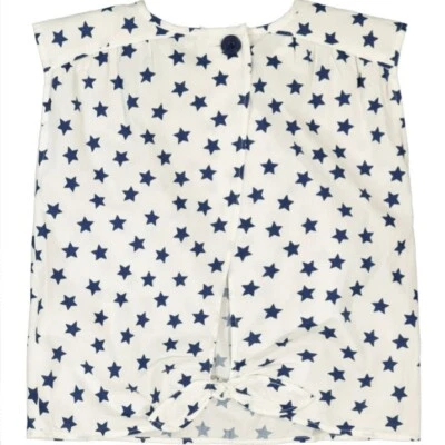 Nuevo Top de mezclilla PEPE sin mangas de algodón blanco y azul marino estampado STAR. 10 años Foto 1 de 4