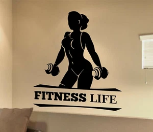 Fitness Life Vinyl Wall Decal Workout Gym Wall Sticker Home Decor Man Cave Mural - Picture 1 of 4