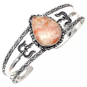 Sunstone Gemstone AuntiqueSilver Jewelry Cuff Bracelets 7''Adjustable - Picture 1 of 5