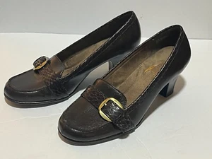 Aerosoles Heelrest Braun Marianne Stack Heel Buckle Oxford Schuhe 8,5M Neu aus altem Lagerbestand - Bild 1 von 8