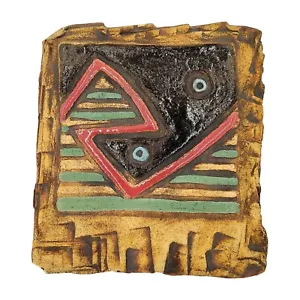 Abstract Wall Art Sculpture Native American Signed 1989 Clay Bird OOAK vintage - Picture 1 of 9