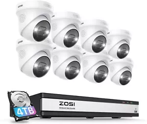 ZOSI H.265+16CH 5MP 4K IP PoE Security Camera System Outdoor 24/7 4TB HDD Home - Picture 1 of 8