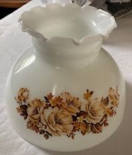 VINTAGE WHITE MILK GLASS with flowers LAMP SHADE GLOBE - FLUTED - 8" EXCELLENT