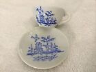 Vintage Miniature Teacup and Saucer Blue Bird Trees Pattern Made in Japan