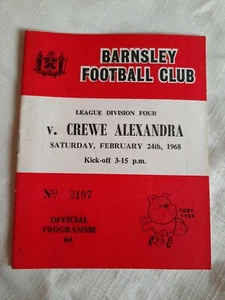 1967/68 BARNSLEY v CREWE ALEXANDRA Fourth Division 24th Feb 1968 programme - Picture 1 of 3