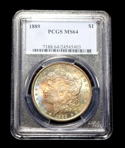1889 $1Morgan Silver Dollar Toned Coin PCGS MS64 - Picture 1 of 4