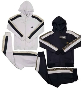 Time Is Money Slim Fit Tracksuit Set Mens - Designer Baroque Jogger & Hoodie Set - Picture 1 of 10