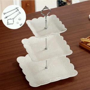 Food display Cake Stand Assembled alloy Tableware Display 3Tier Glass banquet - Picture 1 of 8