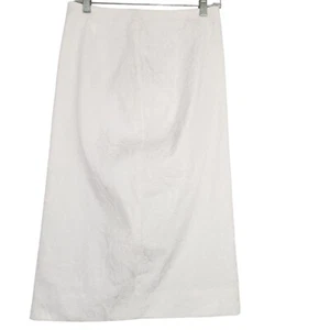 Worthington Skirt Womens 4 Straight Midi Length Textured Damask Monochrome White - Picture 1 of 8