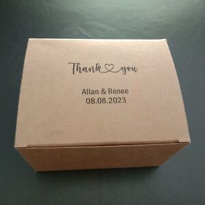 20 Kraft Boxes Party Wedding Favour Personalised Thank You Gift Boxes Logo Box