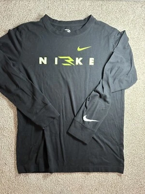 Black Nike 3Brand Long-Sleeve XL (13-15 YRS) Black White/Yellow Logo - Image 1 of 4
