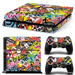 Ps4 Playstation 4 Console Skin Decal Sticker Graffiti Collage Custom Design Set - Picture 1 of 3