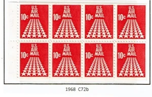 1968 U.S. AIRMAIL 10c 50-star Runway BOOKLET PANE of 8 Sc#C72b M/NH/OG - Picture 1 of 1