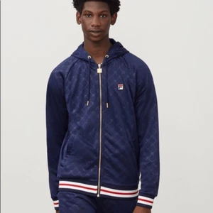 Fila navy blue zip down hoodie with a diamond pattern size Small - Picture 1 of 14