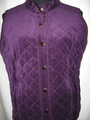 Charter Club Vest,Royal Purple,Plush Quilted Poly/Cotton Velveteen,Snap close, L - Image 1 of 4