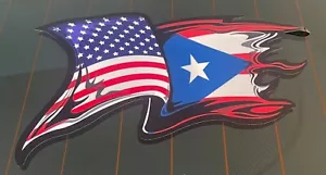 Puerto Rico Flag/US Flag Sticker Decal Vinyl Puerto Rico Bumper Gloss Vinyl - Bild 1 von 7