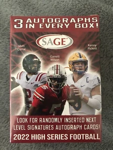 2022 Sage Football High Series Blaster Box - 3 Autographs - Free Shipping - Picture 1 of 3