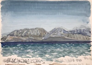 Karl Adser 1912-1995 Ariadne Strand Berge Mittelmeer Kreta Griechenland 1972 - Bild 1 von 12