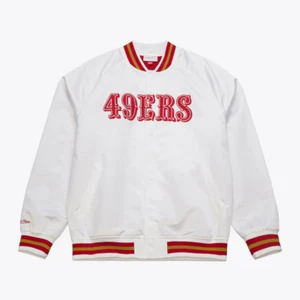Mitchell & Ness San Francisco 49ers leichte Satinjacke Herren weiß - Bild 1 von 4
