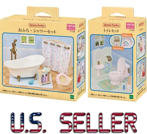 Sylvanian Families Bath Shower Toilet Sets Calico Critters Japan - Picture 1 of 32