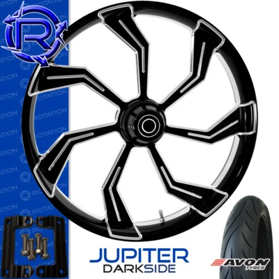 Rueda de motocicleta Rotation Jupiter DarkSide Kawasaki Vaquero Vulcan paquete 21" Foto 1 de 2