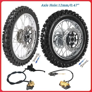 80/100-12 60/100-14 Front Rear Wheels With Brake Calipers For Dirt Pit Bike KX65 - Picture 1 of 13