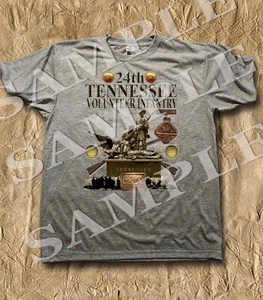 24th Tennessee Volunteer Infantry American Civil War themed ash colored t-shirt - Picture 1 of 1