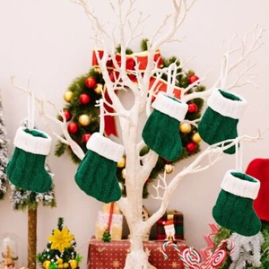 Christmas Socks Knitted Christmas Stockings Xmas Tree Pendant Decoration Sock - Picture 1 of 13