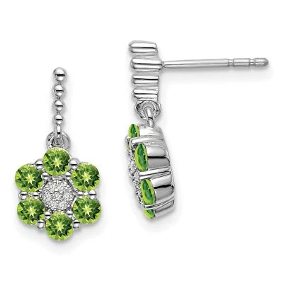 14k White Gold Peridot and Diamond Earrings - Image 1 of 4