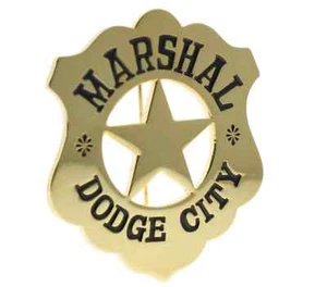 Sammlerstück Western Marshal Dodge City 2" Abzeichen - Replik Old West Gold Badge - Bild 1 von 7