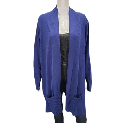Denim Co Womens Dressy Trendy Open Front Modern Cardigan 3X Plus Size Blue - Image 1 of 4