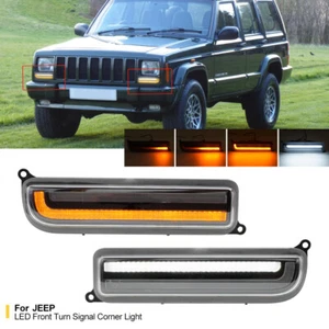 For 1997-2001 Jeep Cherokee XJ LED Front Turn Signal DRL Parking Corner Light - Picture 1 of 15
