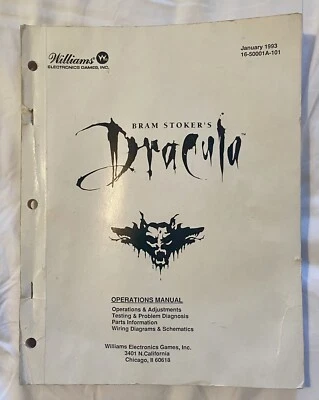 WILLIAMS BRAM STOKER'S DRACULA PINBALL MACHINE OPERATIONS MANUAL 1993 NOS - Image 1 of 2